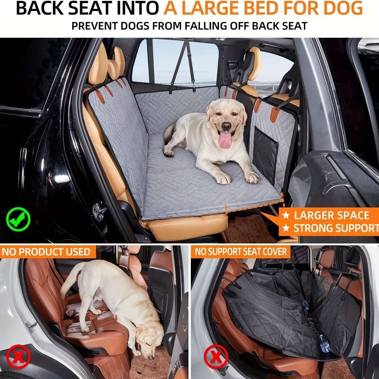 Waterproof Dog Car Seat Cover Hammock with Non-Slip Backing - Velvet Haven