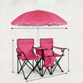 Double folding camping chair with umbrella and cooler bag, portable high-quality picnic chair set with cup holder - Velvet Haven