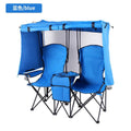 Double Folding Outdoor Lounge Chair with Sun Canopy for Camping & Backyard Relaxation - Velvet Haven
