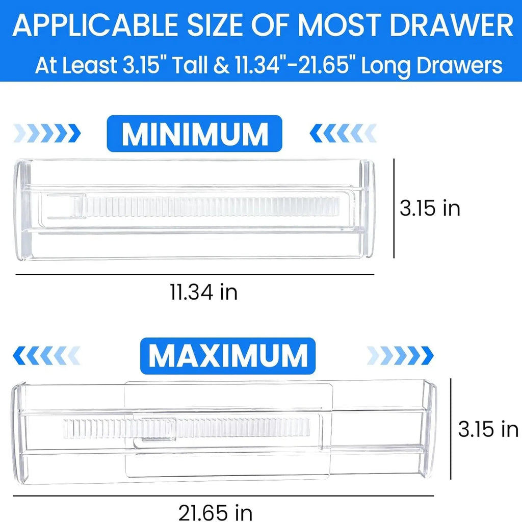 Drawer Dividers 4/6/8/12 Pack, Plastic Drawer Dividers for Baby Clothes, Kitchen Cutlery and Office Storage, Easy to Install - Velvet Haven