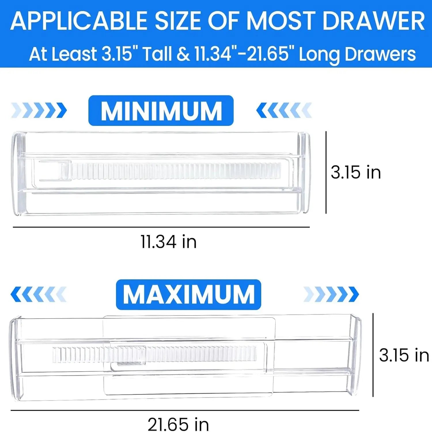 Drawer Dividers 4/6/8/12 Pack, Plastic Drawer Dividers for Baby Clothes, Kitchen Cutlery and Office Storage, Easy to Install - Velvet Haven
