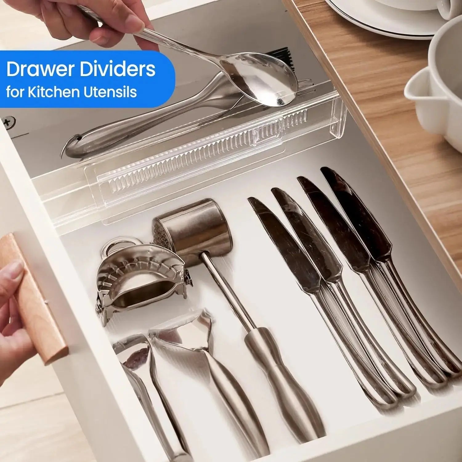 Drawer Dividers 4/6/8/12 Pack, Plastic Drawer Dividers for Baby Clothes, Kitchen Cutlery and Office Storage, Easy to Install - Velvet Haven