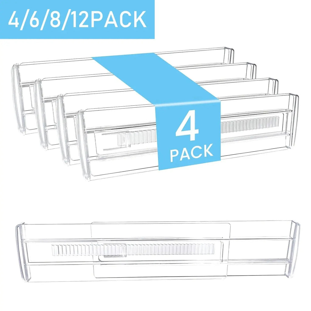 Drawer Dividers 4/6/8/12 Pack, Plastic Drawer Dividers for Baby Clothes, Kitchen Cutlery and Office Storage, Easy to Install - Velvet Haven