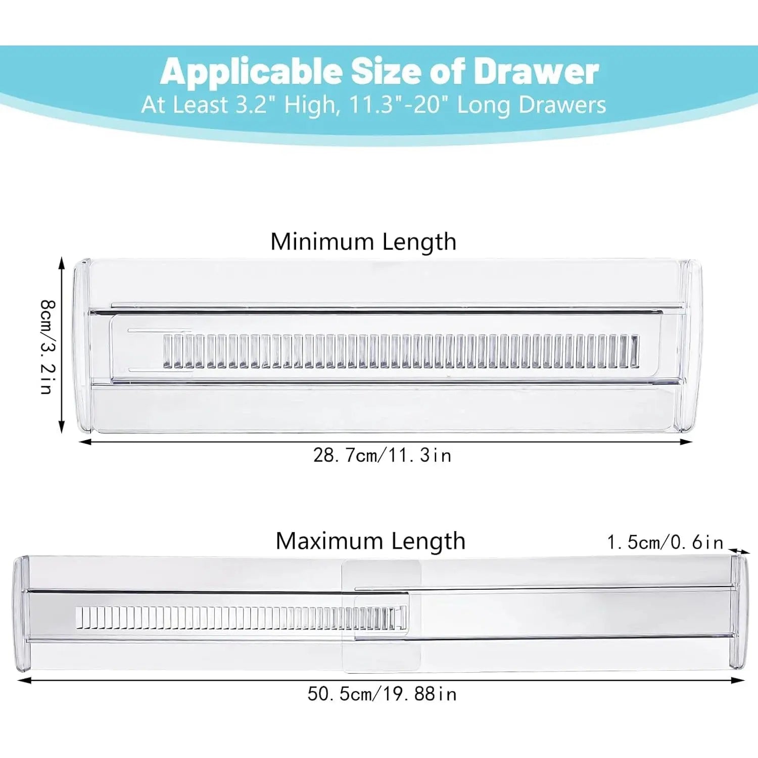 Drawer Dividers, 6Pack Adjustable Drawer Organizer, Clear Expandable Dresser Organizer for Clothes Kitchen Utensils Tableware Draw - Velvet Haven