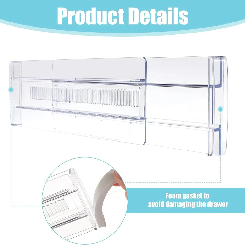 Drawer Dividers, 6Pack Adjustable Drawer Organizer, Clear Expandable Dresser Organizer for Clothes Kitchen Utensils Tableware Draw - Velvet Haven