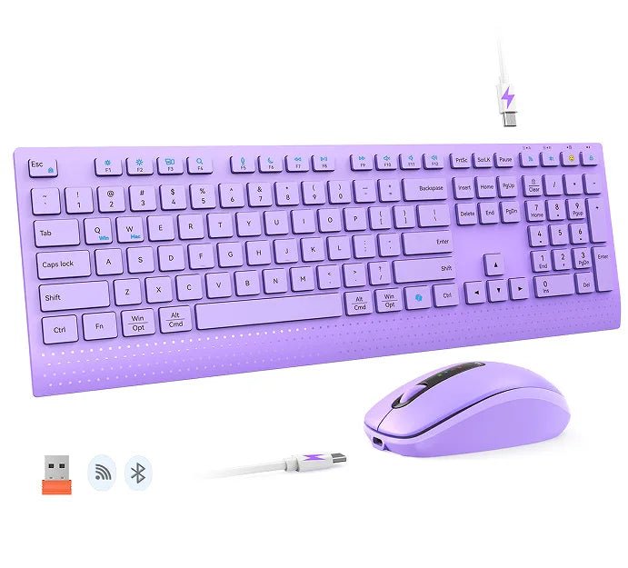 Dual-mode 2.4G Wireless Keyboard Mouse Combo Mute Rechargeable Keyboard Mouse Set With Multi-Function Keys for Windows PC Gamer - Velvet Haven