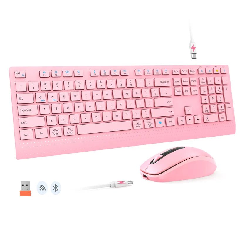Dual-mode 2.4G Wireless Keyboard Mouse Combo Mute Rechargeable Keyboard Mouse Set With Multi-Function Keys for Windows PC Gamer - Velvet Haven