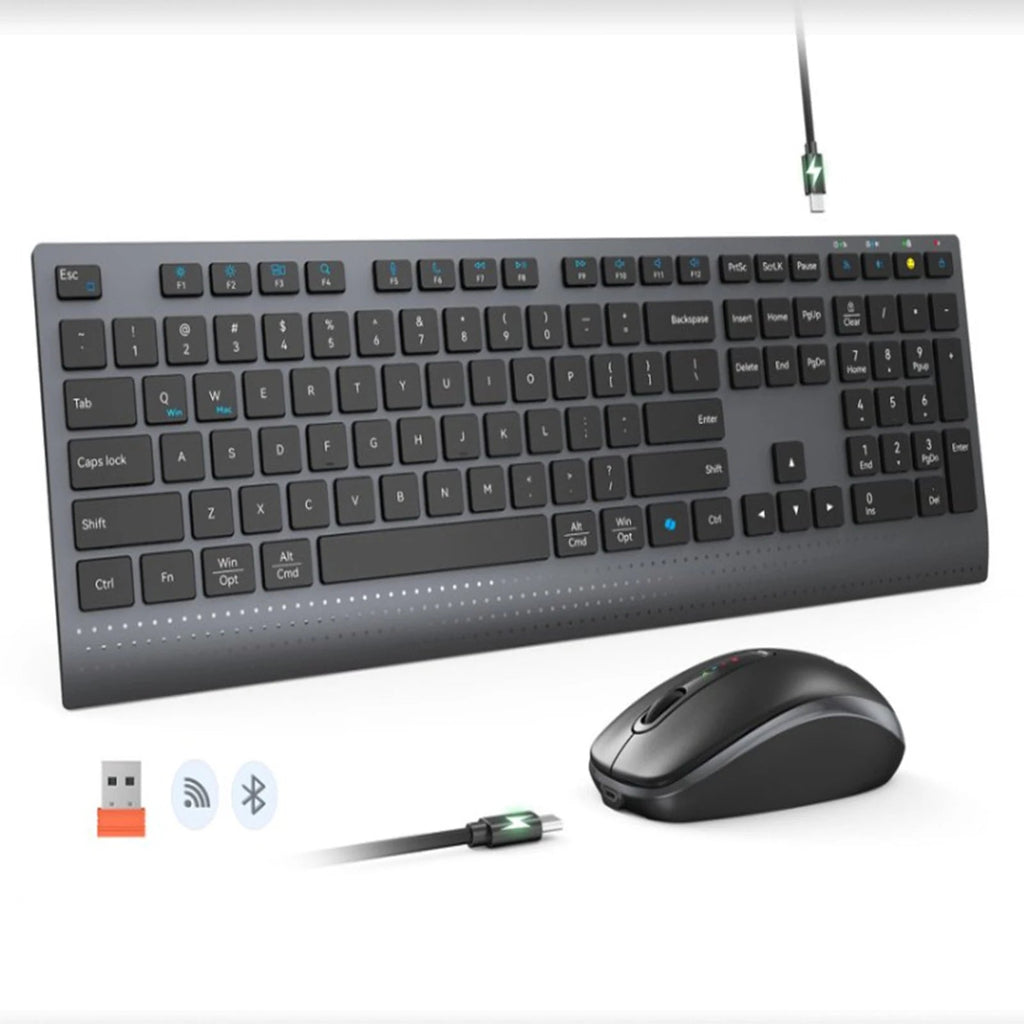 Dual-mode 2.4G Wireless Keyboard Mouse Combo Mute Rechargeable Keyboard Mouse Set With Multi-Function Keys for Windows PC Gamer - Velvet Haven