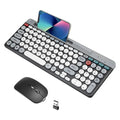 Dual Mode Wireless Keyboard And Mouse Set Vintage Punk Style Round Keycaps Rechargeable Suitable For Laptops Tablets And Desktop - Velvet Haven
