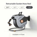 Effortless Retractable Garden Hose Reel (33ft-115ft), Wall-Mounted Automatic Rewind Water Hose Reel with 10-Function Spray Nozzle, 180° Swivel Heavy Duty for Yard & Car Washing - Velvet Haven