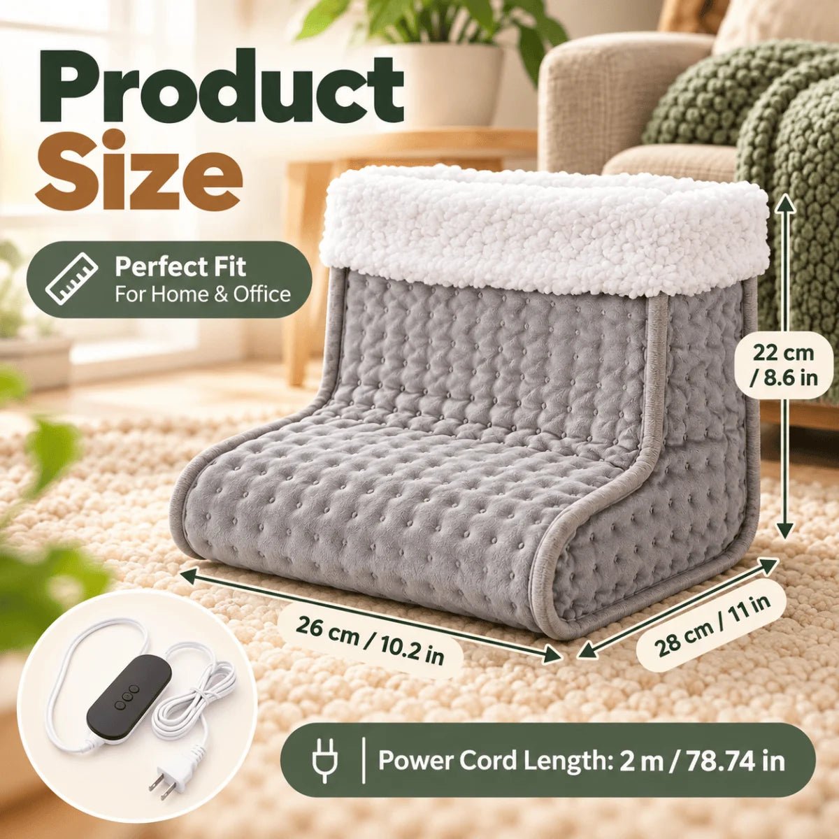 Electric Foot Warmer with Remote, Timer & Sherpa Lining - Velvet Haven