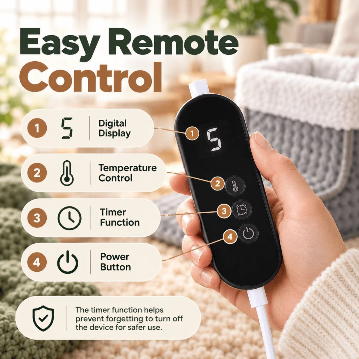 Electric Foot Warmer with Remote, Timer & Sherpa Lining - Velvet Haven