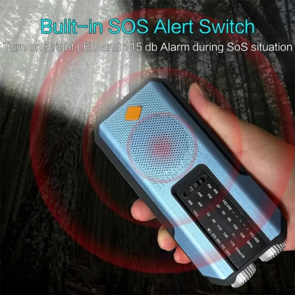 Emergency Radio AM/FM SOS Alarm Emergency Weather Flashlight Hand Crank Solar Battery Portable Radio Mobile Phone Charger - Velvet Haven