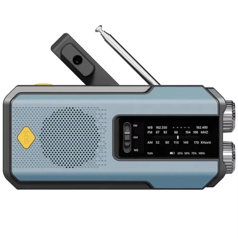Emergency Radio AM/FM SOS Alarm Emergency Weather Flashlight Hand Crank Solar Battery Portable Radio Mobile Phone Charger - Velvet Haven