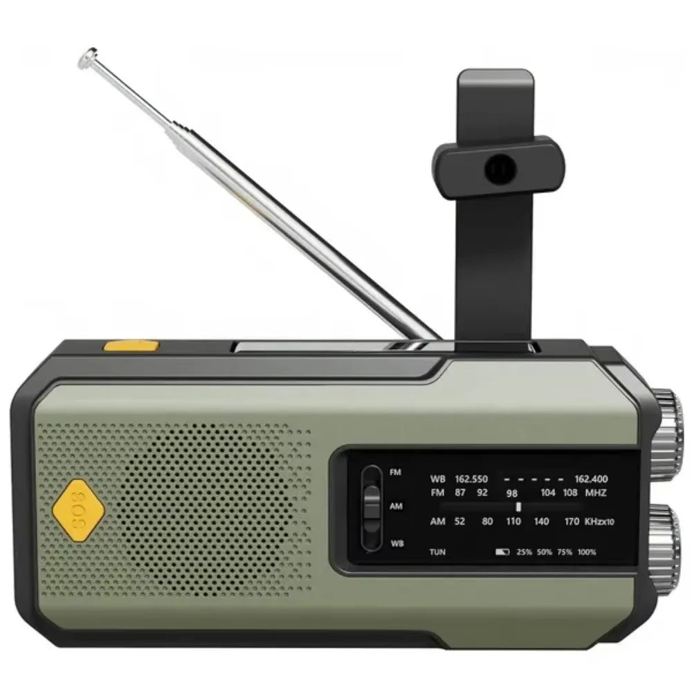 Emergency Radio AM/FM SOS Alarm Emergency Weather Flashlight Hand Crank Solar Battery Portable Radio Mobile Phone Charger - Velvet Haven