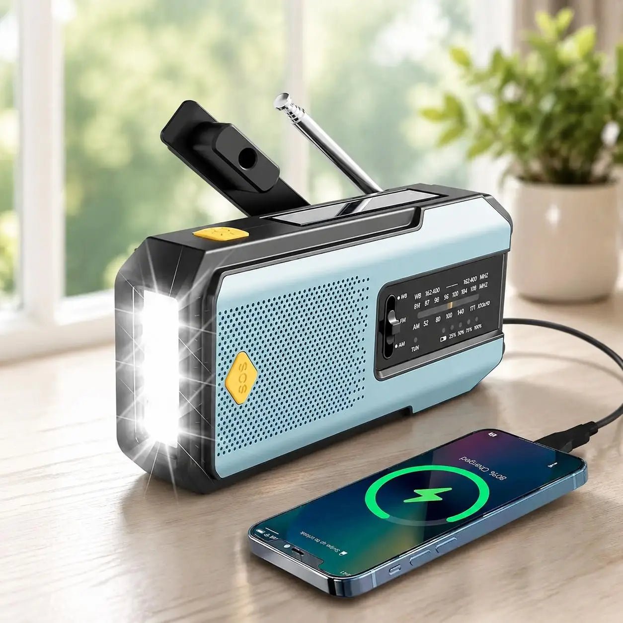 Emergency Solar Hand Crank Radio Global Receiver Portable AM FM NOAA Weather Radio 2000mAh Power Bank Phone Charger High Quality LED Flashlight Torch Reading Light SOS Alarm Survival Gear for Camping Outdoor Adventure - Velvet Haven