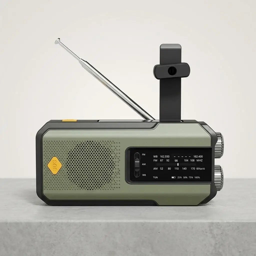 Emergency Solar Hand Crank Radio Global Receiver Portable AM FM NOAA Weather Radio 2000mAh Power Bank Phone Charger High Quality LED Flashlight Torch Reading Light SOS Alarm Survival Gear for Camping Outdoor Adventure - Velvet Haven