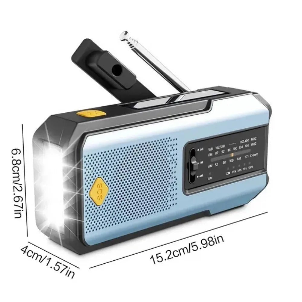 Emergency Solar Hand Crank Radio Global Receiver Portable AM FM NOAA Weather Radio 2000mAh Power Bank Phone Charger High Quality LED Flashlight Torch Reading Light SOS Alarm Survival Gear for Camping Outdoor Adventure - Velvet Haven