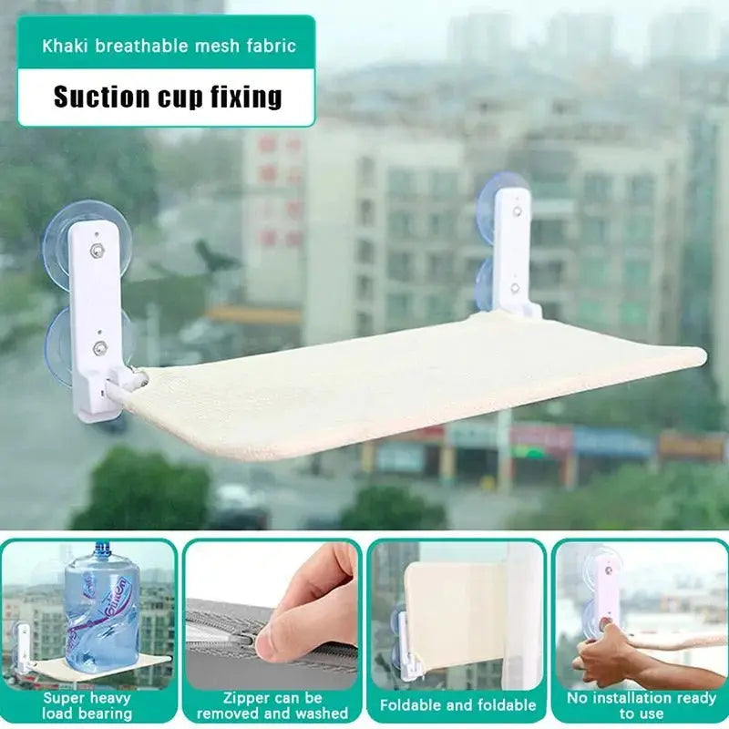 【E】New Cat Hammock With Suction Cups Foldable Hammock Suspended Cat Nest Balcony Window Glass Adsorption Fixed Cat Bed - Velvet Haven