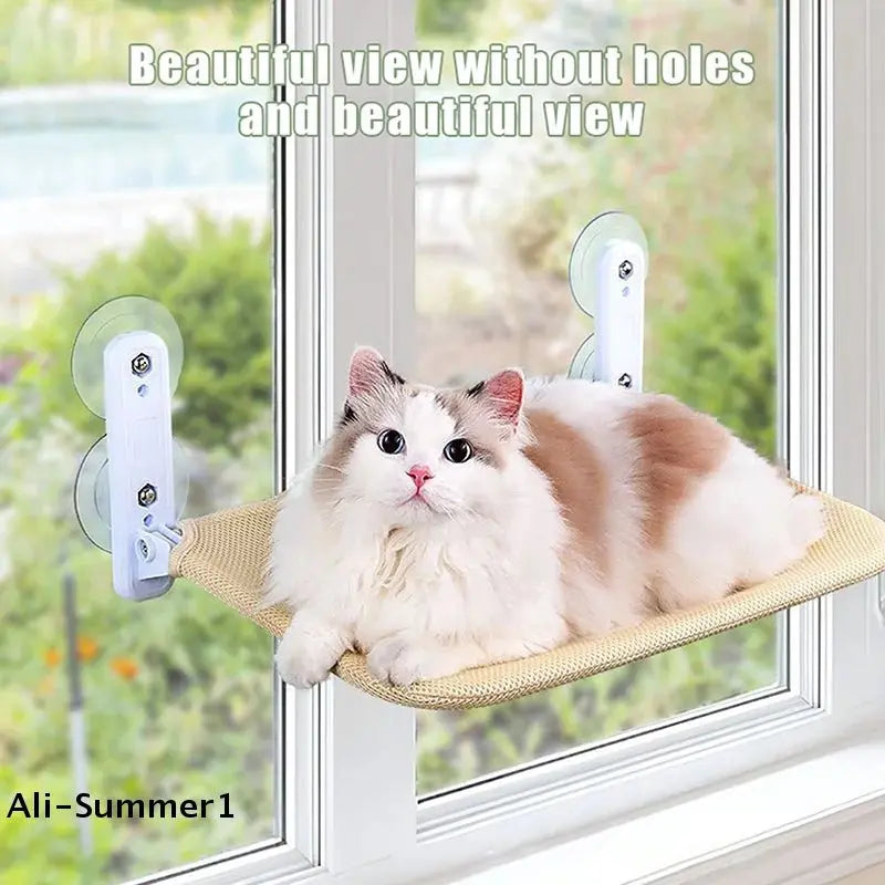 【E】New Cat Hammock With Suction Cups Foldable Hammock Suspended Cat Nest Balcony Window Glass Adsorption Fixed Cat Bed - Velvet Haven