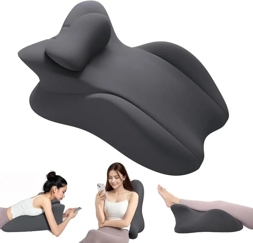 Memory foam wedge pillow with removable cover on a bed for comfortable sleeping and relaxing