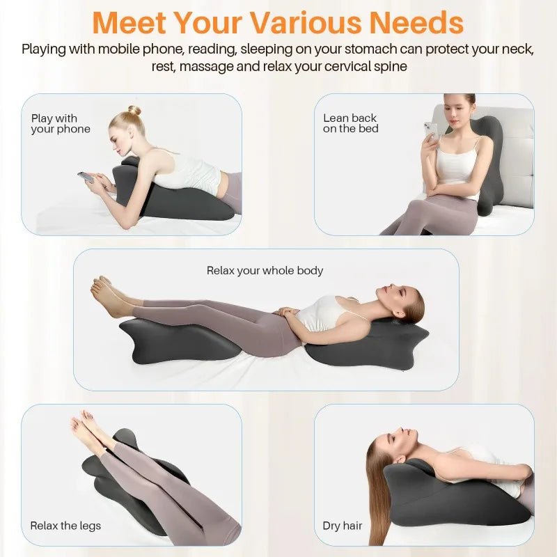Memory foam wedge pillow with removable cover on a bed for comfortable sleeping and relaxing