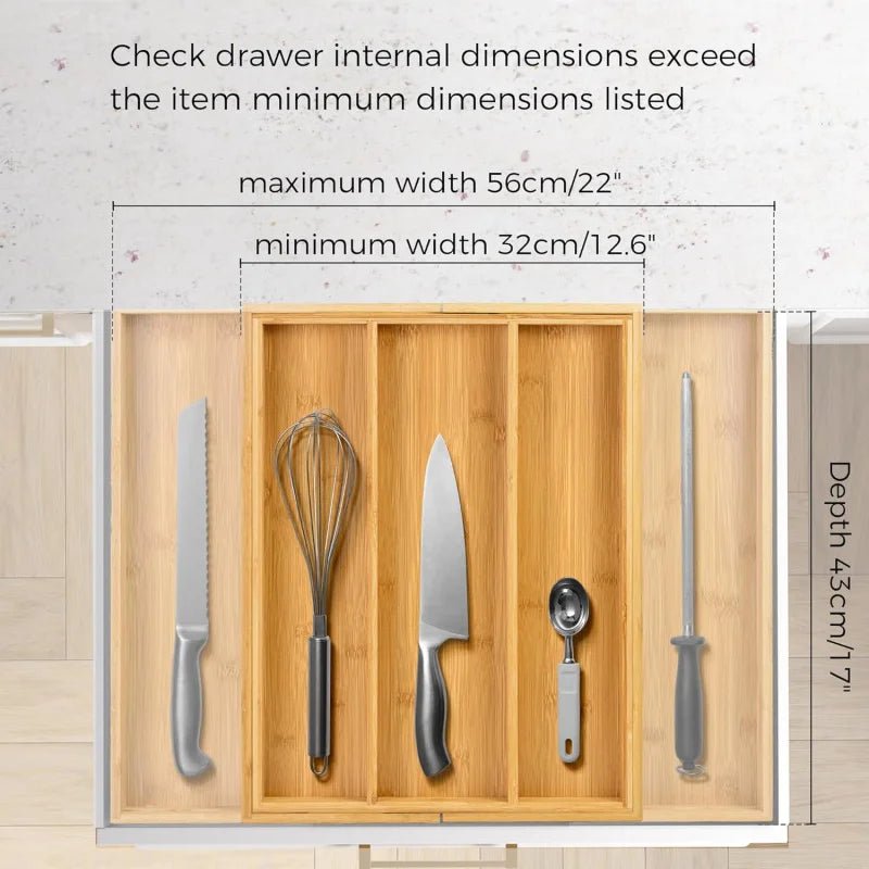 Expandable Bamboo Kitchen Drawer Organizer,Adjustable Cutlery Holder and Cutlery Tray Organizer,Drawer divider for silverware,Ta - Velvet Haven