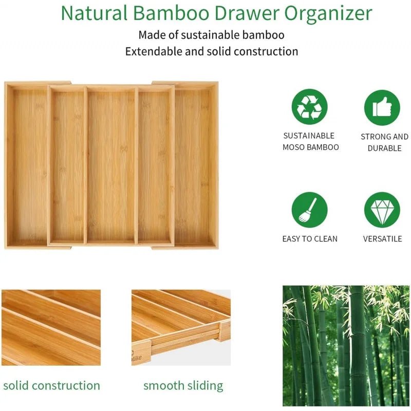 Expandable Bamboo Kitchen Drawer Organizer,Adjustable Cutlery Holder and Cutlery Tray Organizer,Drawer divider for silverware,Ta - Velvet Haven
