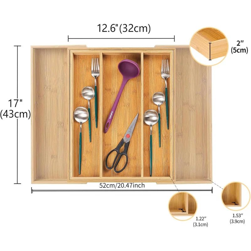 Expandable Bamboo Kitchen Drawer Organizer,Adjustable Cutlery Holder and Cutlery Tray Organizer,Drawer divider for silverware,Ta - Velvet Haven