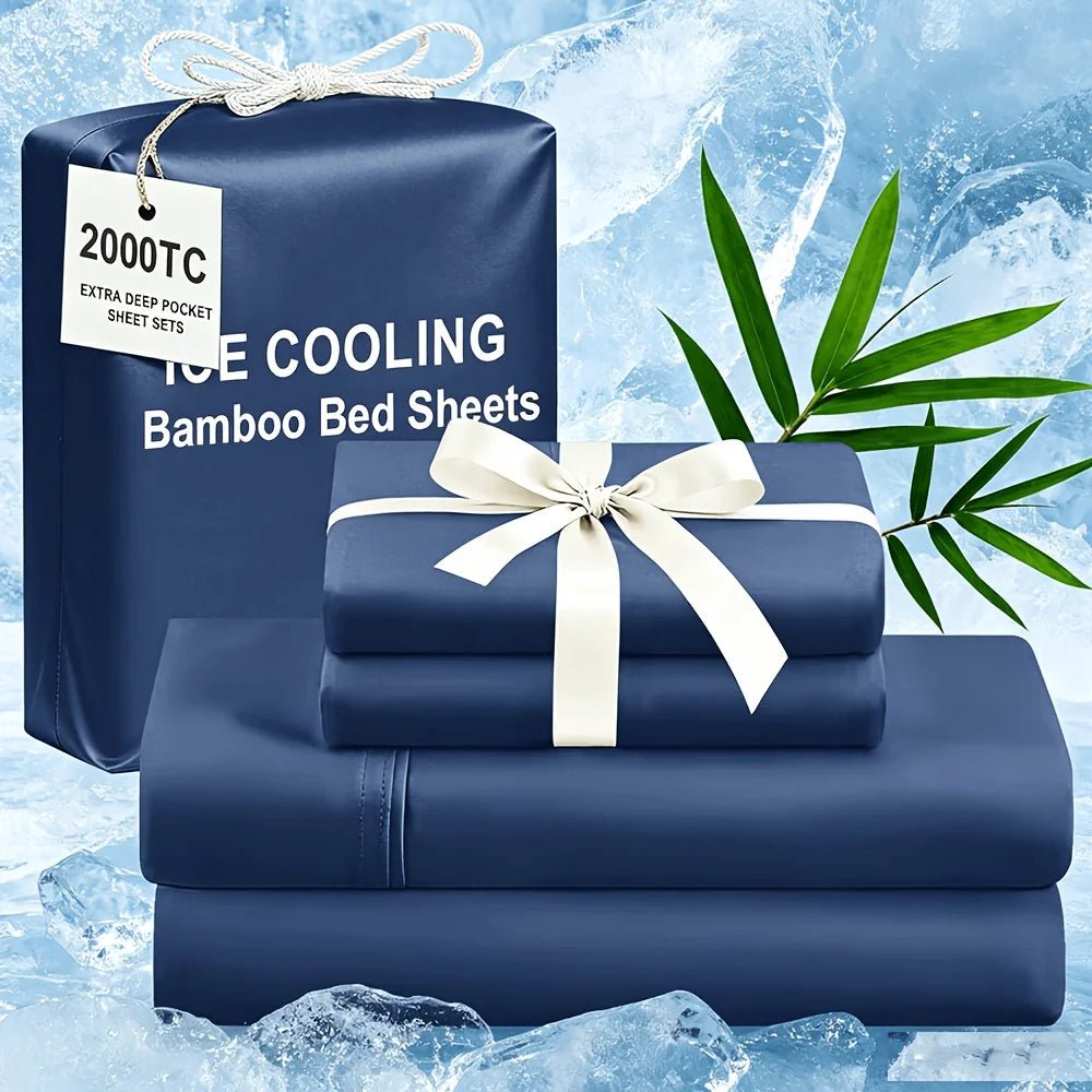 Extra Deep Bamboo Cooling Bedding, Breathable And Cooling Hotel Luxury Bed Sheets Set for Child, Easy And Secure Fit - Soft, Wrinkle Free And Comfy Kids Sheet with 15" Deep Pocket, Ultra-Soft And Machine Washable Bedding, Kid - Velvet Haven