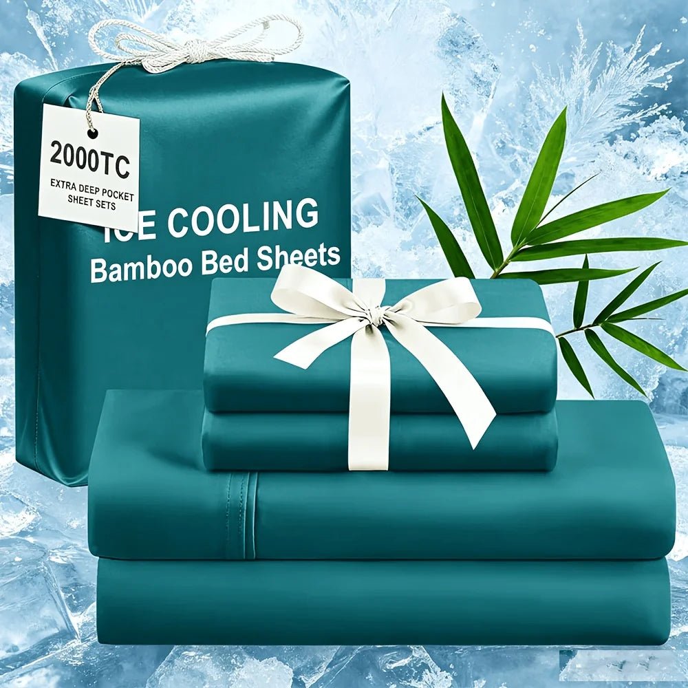 Extra Deep Bamboo Cooling Bedding, Breathable And Cooling Hotel Luxury Bed Sheets Set for Child, Easy And Secure Fit - Soft, Wrinkle Free And Comfy Kids Sheet with 15" Deep Pocket, Ultra-Soft And Machine Washable Bedding, Kid - Velvet Haven