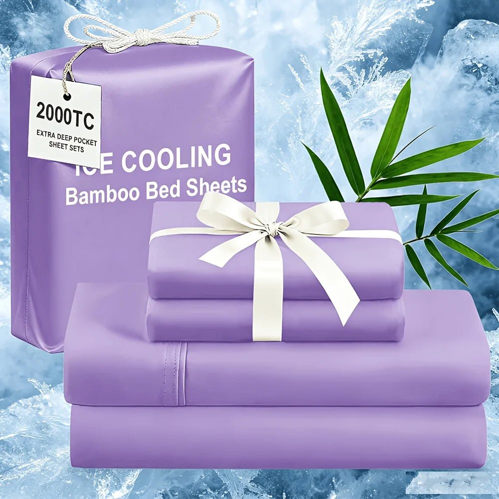 Extra Deep Bamboo Cooling Bedding, Breathable And Cooling Hotel Luxury Bed Sheets Set for Child, Easy And Secure Fit - Soft, Wrinkle Free And Comfy Kids Sheet with 15" Deep Pocket, Ultra-Soft And Machine Washable Bedding, Kid - Velvet Haven