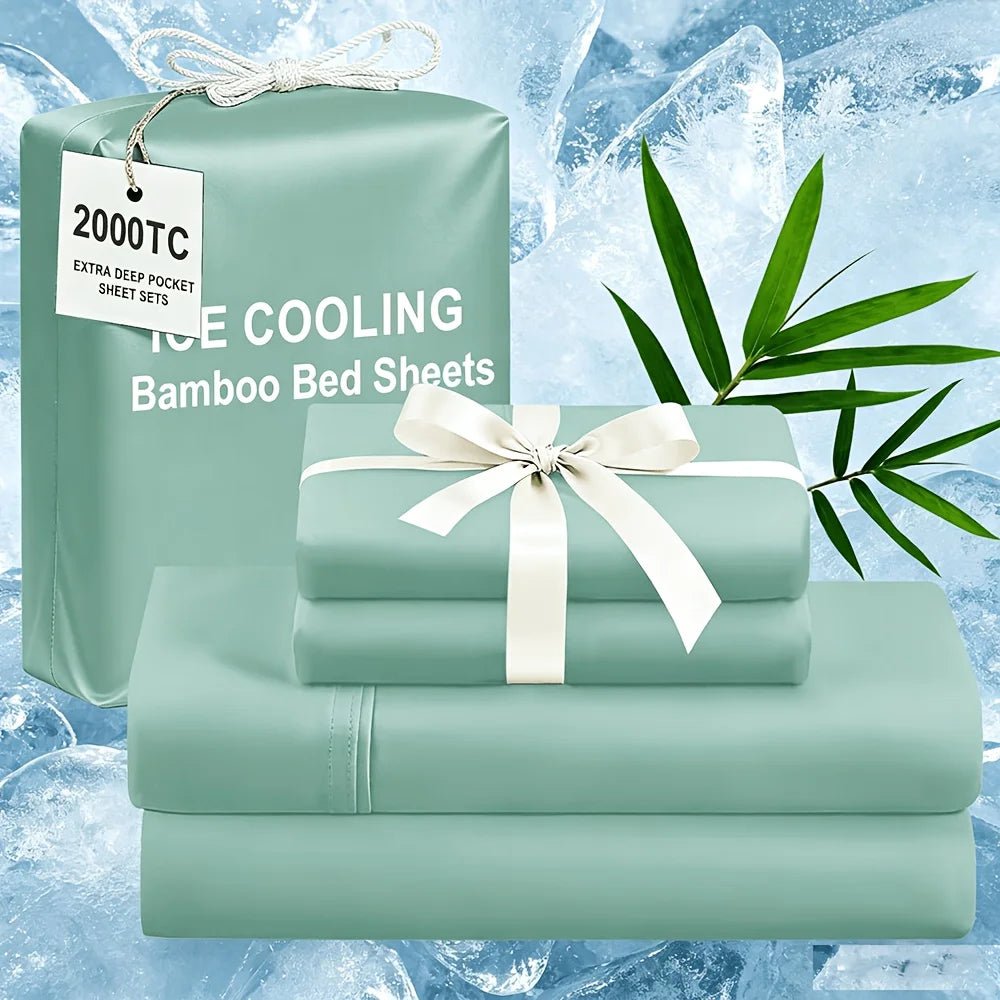 Extra Deep Bamboo Cooling Bedding, Breathable And Cooling Hotel Luxury Bed Sheets Set for Child, Easy And Secure Fit - Soft, Wrinkle Free And Comfy Kids Sheet with 15" Deep Pocket, Ultra-Soft And Machine Washable Bedding, Kid - Velvet Haven