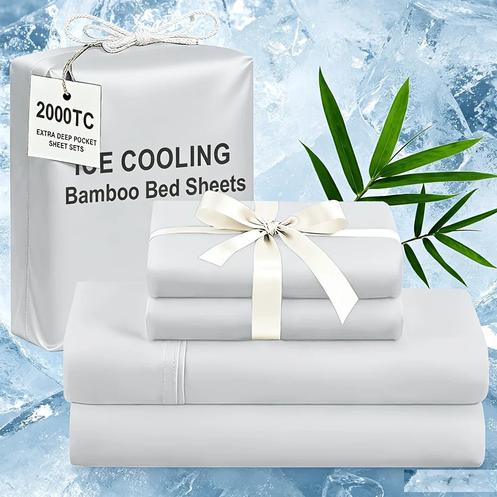Extra Deep Bamboo Cooling Bedding, Breathable And Cooling Hotel Luxury Bed Sheets Set for Child, Easy And Secure Fit - Soft, Wrinkle Free And Comfy Kids Sheet with 15" Deep Pocket, Ultra-Soft And Machine Washable Bedding, Kid - Velvet Haven