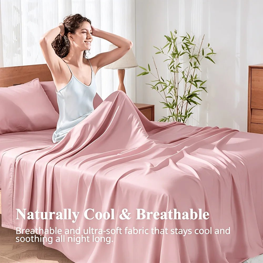 Extra Deep Bamboo Cooling Bedding, Breathable And Cooling Hotel Luxury Bed Sheets Set for Child, Easy And Secure Fit - Soft, Wrinkle Free And Comfy Kids Sheet with 15" Deep Pocket, Ultra-Soft And Machine Washable Bedding, Kid - Velvet Haven