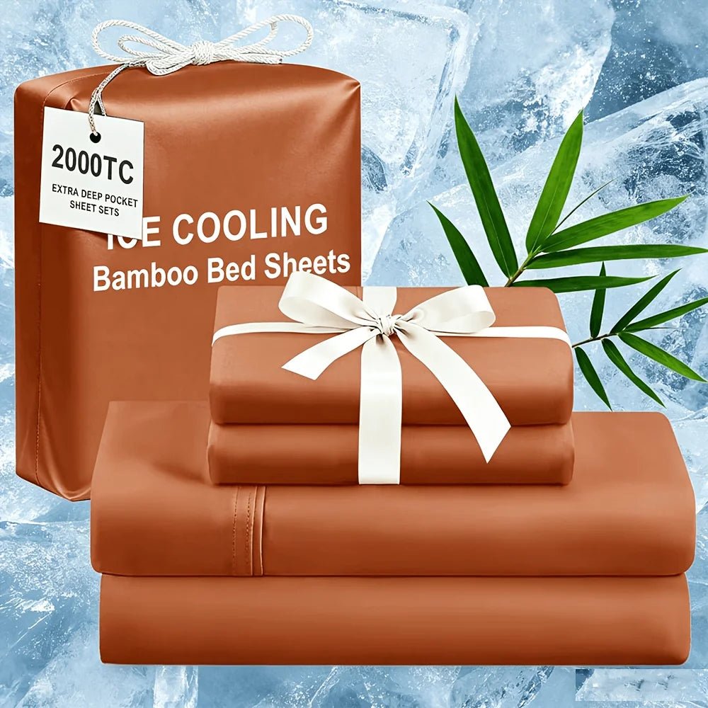 Extra Deep Bamboo Cooling Bedding, Breathable And Cooling Hotel Luxury Bed Sheets Set for Child, Easy And Secure Fit - Soft, Wrinkle Free And Comfy Kids Sheet with 15" Deep Pocket, Ultra-Soft And Machine Washable Bedding, Kid - Velvet Haven