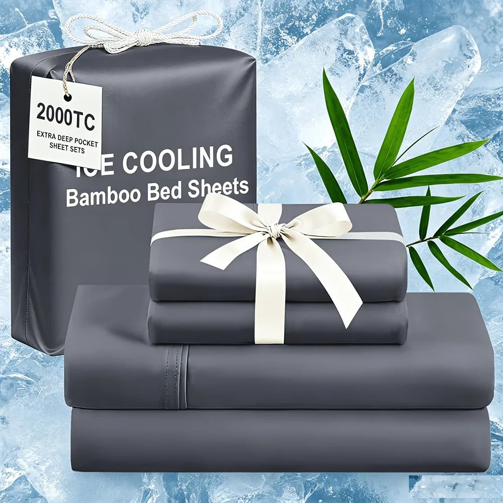 Extra Deep Bamboo Cooling Bedding, Breathable And Cooling Hotel Luxury Bed Sheets Set for Child, Easy And Secure Fit - Soft, Wrinkle Free And Comfy Kids Sheet with 15" Deep Pocket, Ultra-Soft And Machine Washable Bedding, Kid - Velvet Haven