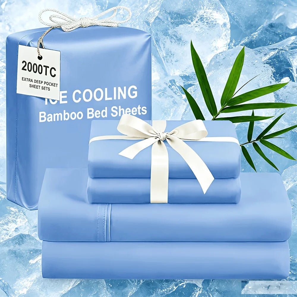 Extra Deep Bamboo Cooling Bedding, Breathable And Cooling Hotel Luxury Bed Sheets Set for Child, Easy And Secure Fit - Soft, Wrinkle Free And Comfy Kids Sheet with 15" Deep Pocket, Ultra-Soft And Machine Washable Bedding, Kid - Velvet Haven