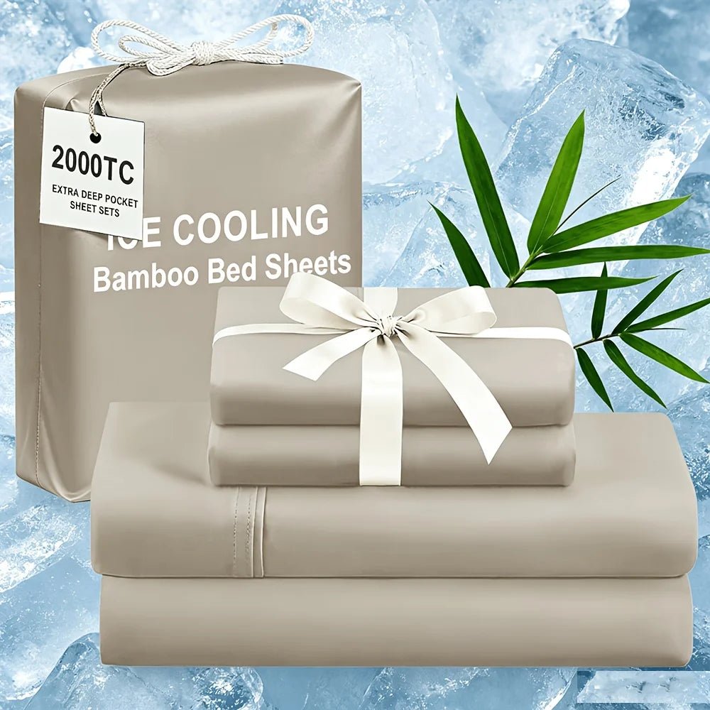 Extra Deep Bamboo Cooling Bedding, Breathable And Cooling Hotel Luxury Bed Sheets Set for Child, Easy And Secure Fit - Soft, Wrinkle Free And Comfy Kids Sheet with 15" Deep Pocket, Ultra-Soft And Machine Washable Bedding, Kid - Velvet Haven