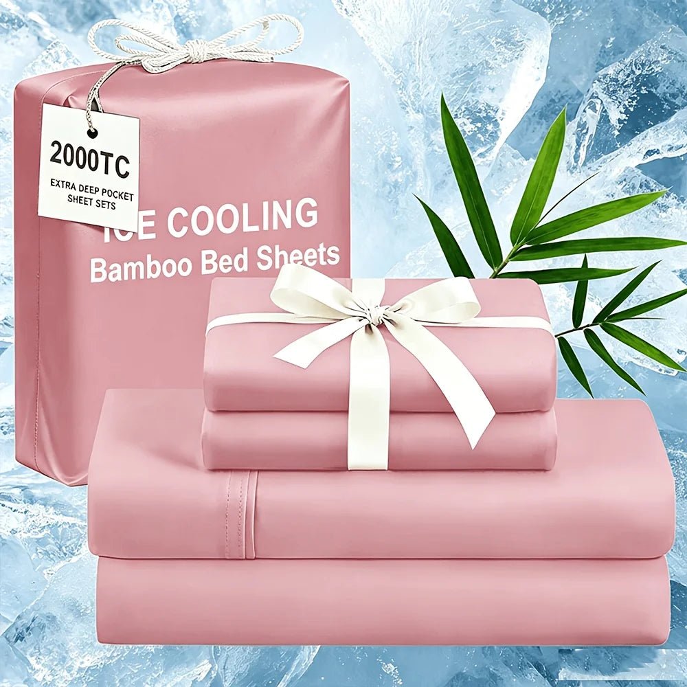 Extra Deep Bamboo Cooling Bedding, Breathable And Cooling Hotel Luxury Bed Sheets Set for Child, Easy And Secure Fit - Soft, Wrinkle Free And Comfy Kids Sheet with 15" Deep Pocket, Ultra-Soft And Machine Washable Bedding, Kid - Velvet Haven