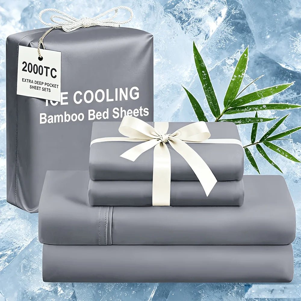 Extra Deep Bamboo Cooling Bedding, Breathable And Cooling Hotel Luxury Bed Sheets Set for Child, Easy And Secure Fit - Soft, Wrinkle Free And Comfy Kids Sheet with 15" Deep Pocket, Ultra-Soft And Machine Washable Bedding, Kid - Velvet Haven