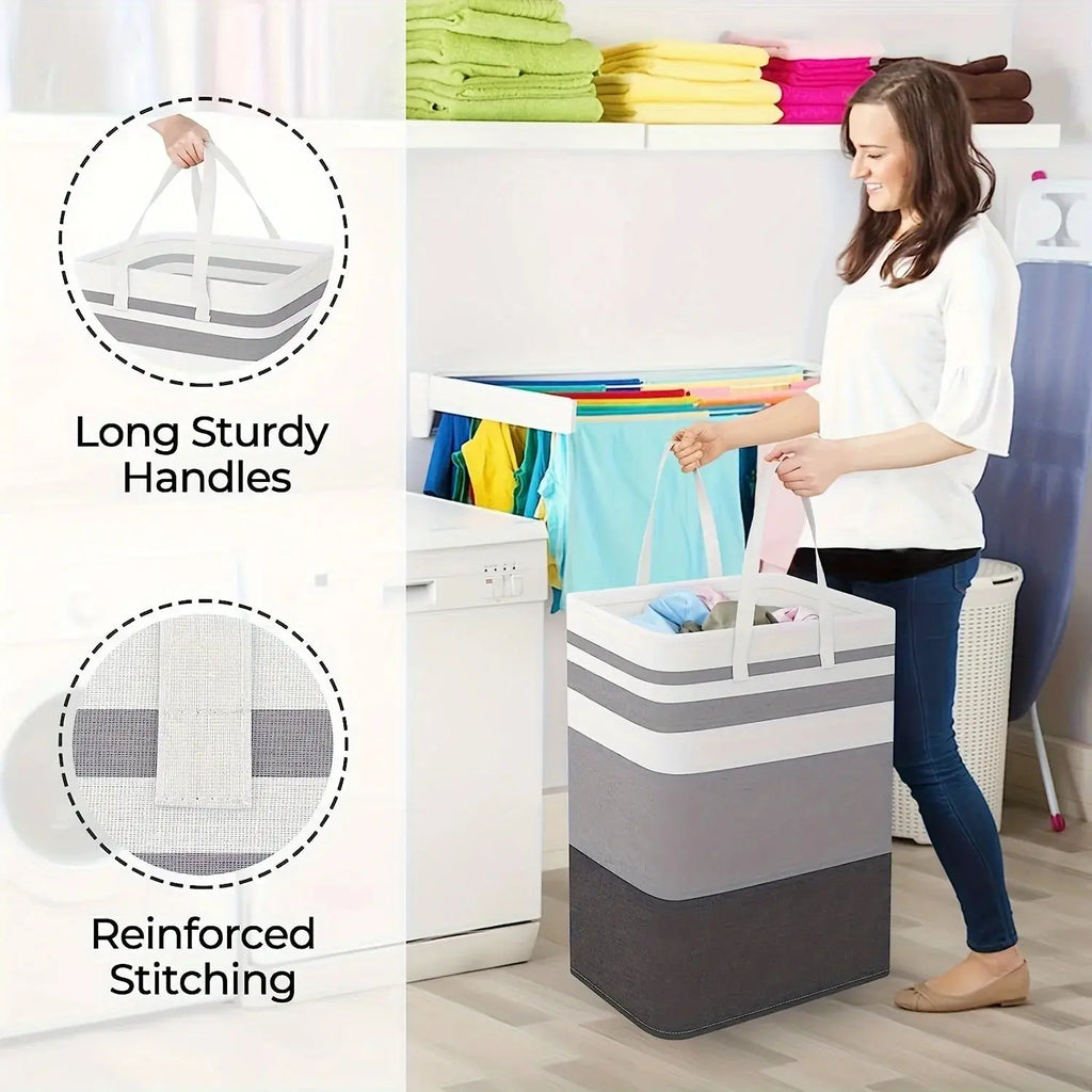 Extra Large Waterproof Laundry Hamper with Extended Handle - Foldable, Freestanding Clothes and Toys Organizer, Laundry Hamper - Velvet Haven