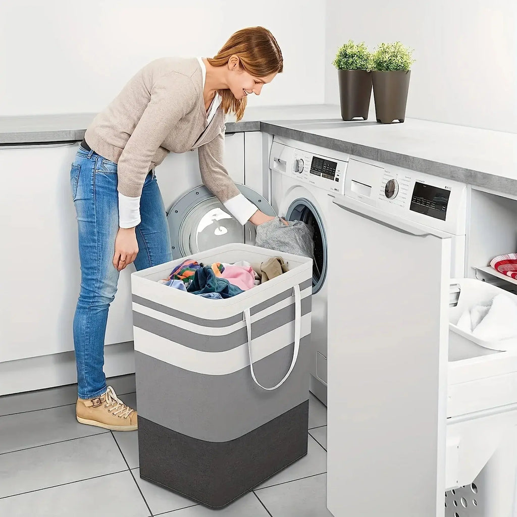 Extra Large Waterproof Laundry Hamper with Extended Handle - Foldable, Freestanding Clothes and Toys Organizer, Laundry Hamper - Velvet Haven