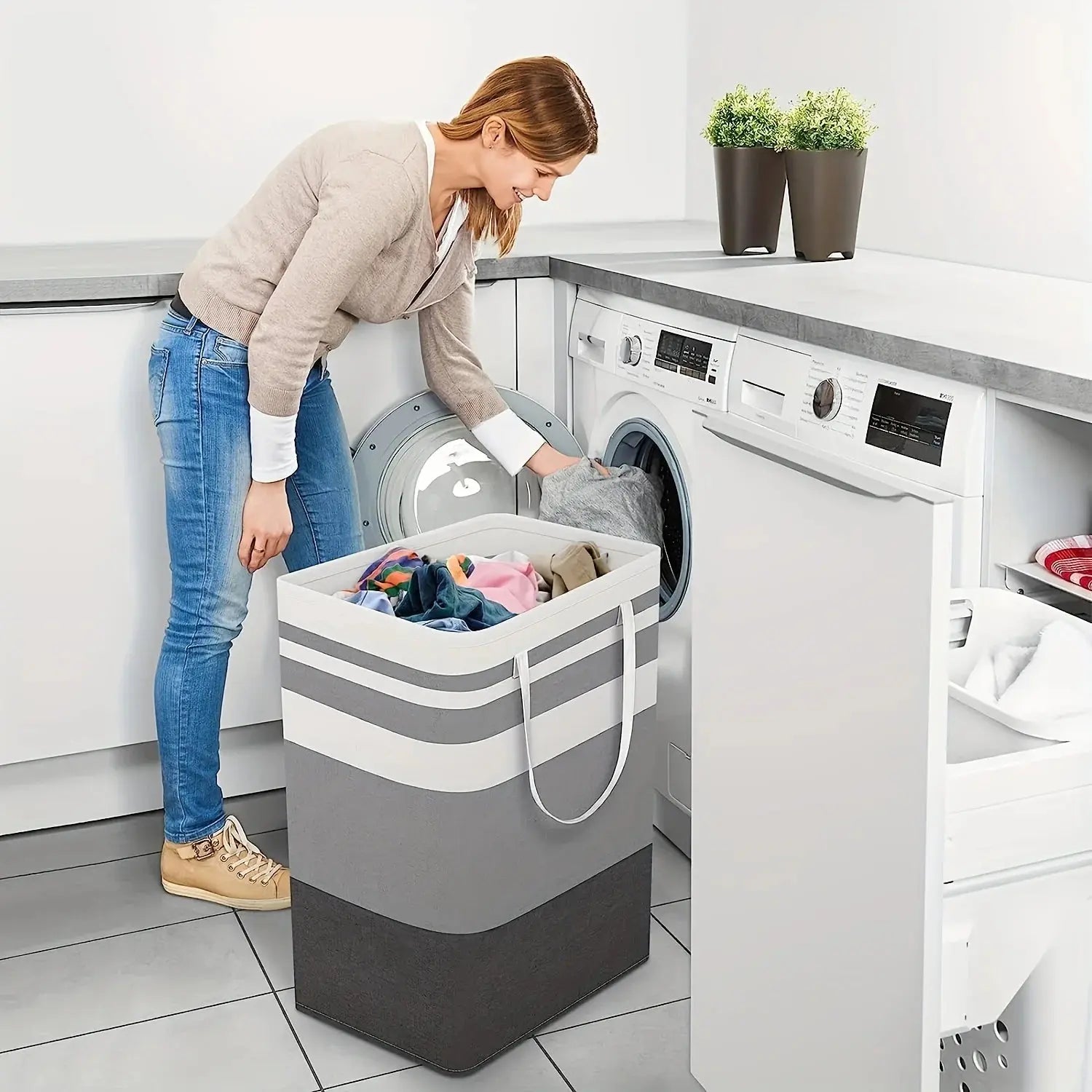 Extra Large Waterproof Laundry Hamper with Extended Handle - Foldable, Freestanding Clothes and Toys Organizer, Laundry Hamper - Velvet Haven