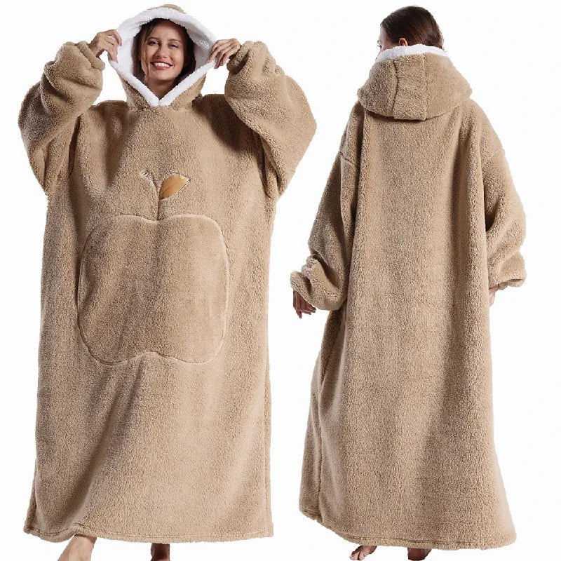 Extra Long Wearable Blankets Winter Flannel Hooded Blanket with Full Sleeves Men Women Cozy Soft Throw Adult TV Blanket - Velvet Haven