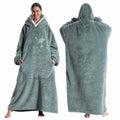 Extra Long Wearable Blankets Winter Flannel Hooded Blanket with Full Sleeves Men Women Cozy Soft Throw Adult TV Blanket - Velvet Haven