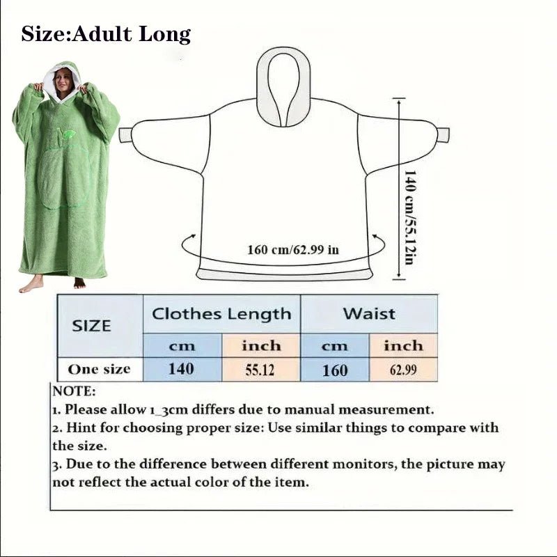 Extra Long Wearable Blankets Winter Flannel Hooded Blanket with Full Sleeves Men Women Cozy Soft Throw Adult TV Blanket - Velvet Haven
