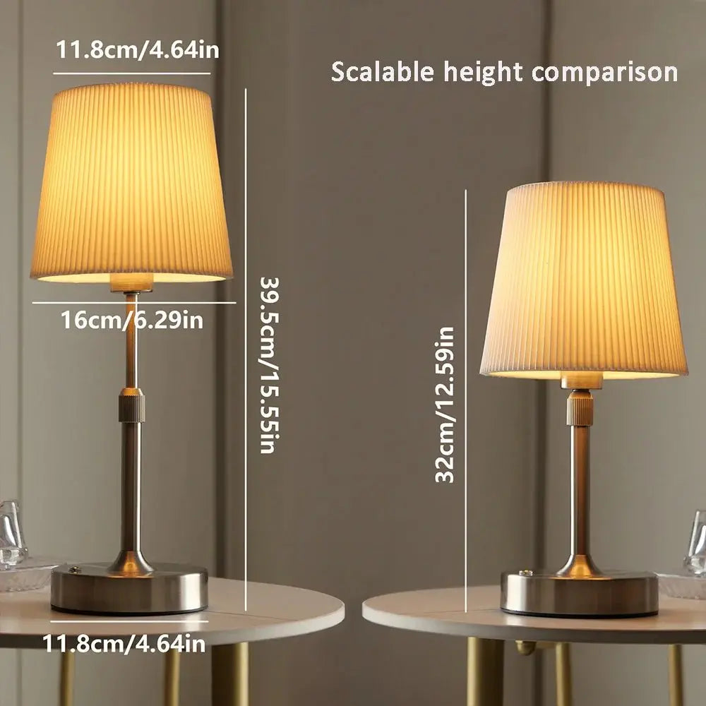 Fabric Desk Lamp Rechargeable Touch Table Lamp Replaceable E12 Bulb 2700K For Restaurant Hotel Room Bedside Decor Lighing - Velvet Haven