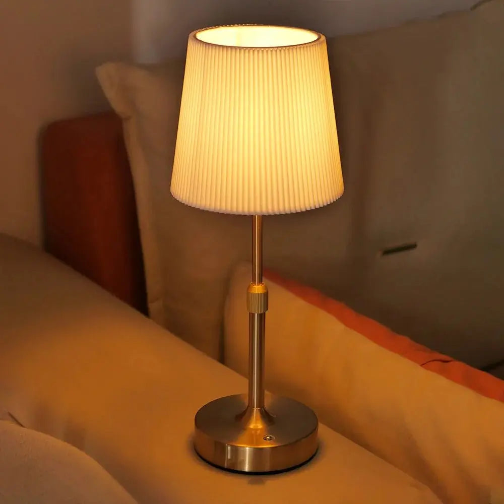 Fabric Desk Lamp Rechargeable Touch Table Lamp Replaceable E12 Bulb 2700K For Restaurant Hotel Room Bedside Decor Lighing - Velvet Haven