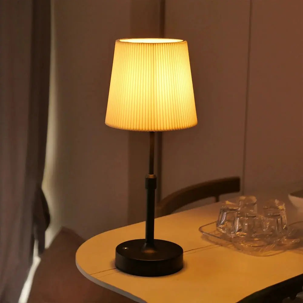 Fabric Desk Lamp Rechargeable Touch Table Lamp Replaceable E12 Bulb 2700K For Restaurant Hotel Room Bedside Decor Lighing - Velvet Haven